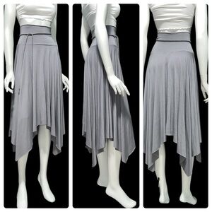 Y2K RARE Forever 21 Uneven Hem High Waisted MIDI A-line Skirt Gray XSmall
